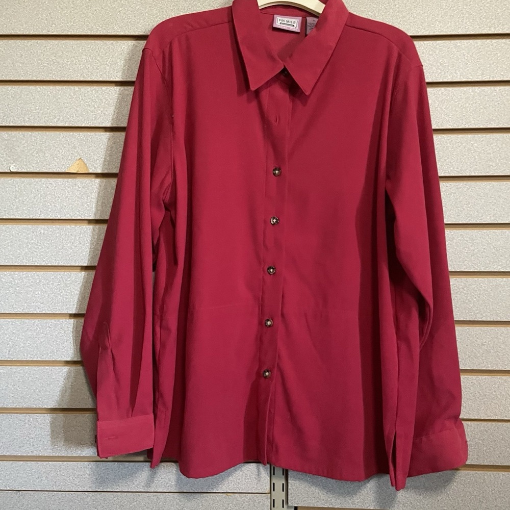 Premier International Long‎ Sleeve Button Down Shirt Blouse Ladies Plus XL